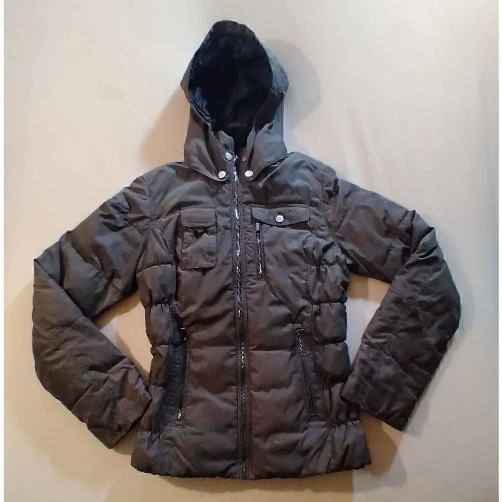 OBERMEYER WOMENS PUFFER JACKET DARK GRAY SIZE 6
